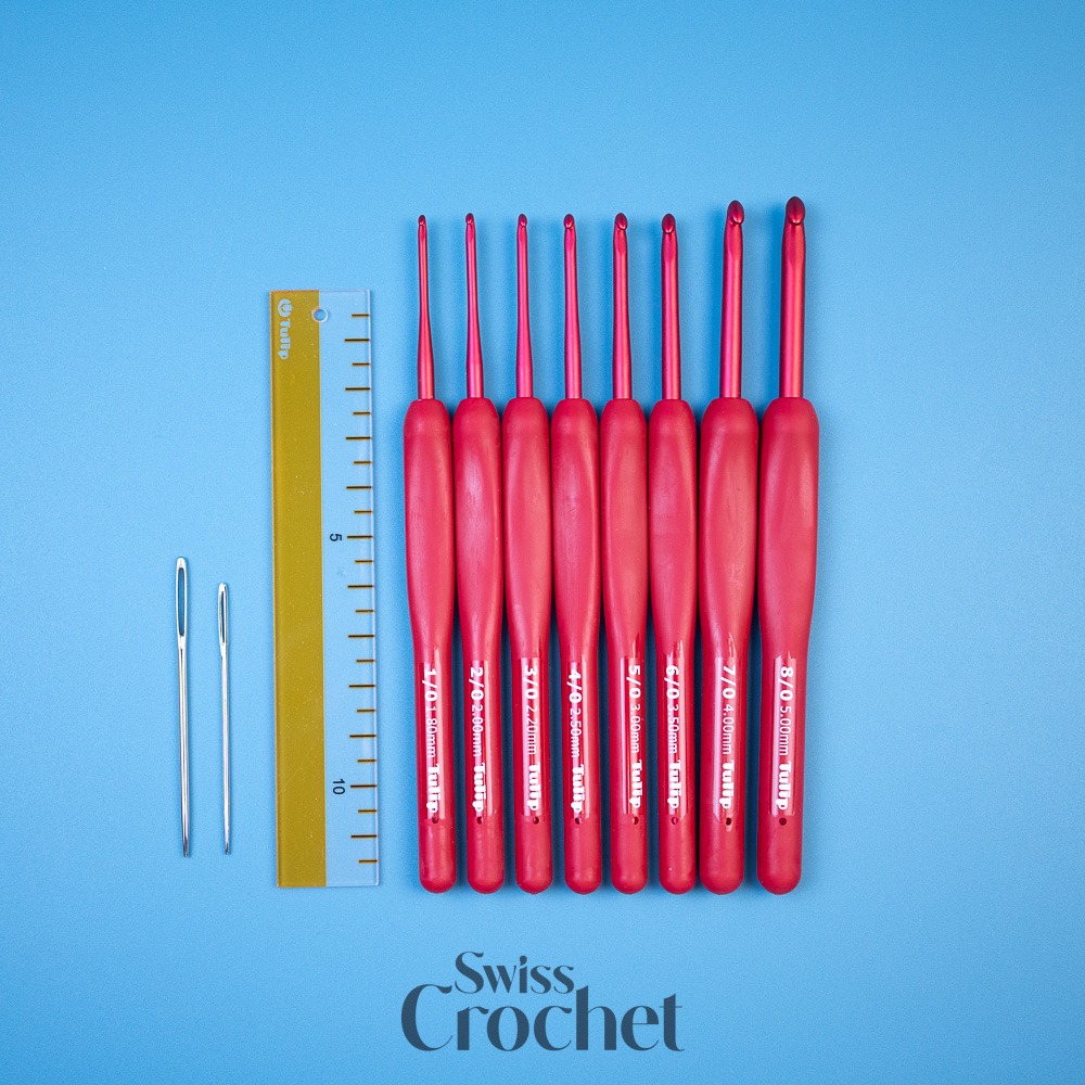 Tulip Etimo Häkelnadel Set Premium Gold - 8 Stück Aus Stahl, Mit Zubehör, Ergonomischer Griff